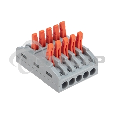 Клемма Rexant СМК 222-425 проходная 5 полюсов (0,08-4мм²), серая (30 шт/уп)