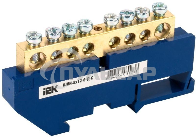 Шина нулевая на DIN-изол. ШНИ 8х12-8-Д-С ИЭК YNN10-812-8D-K07