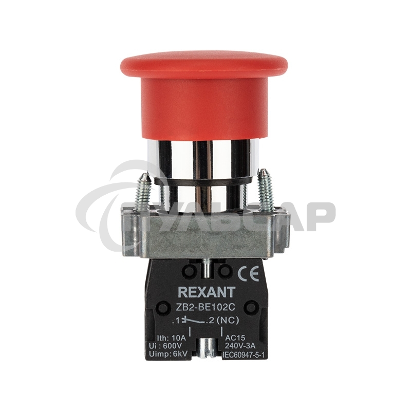 Кнопка XB2-BS грибок красная NC Rexant