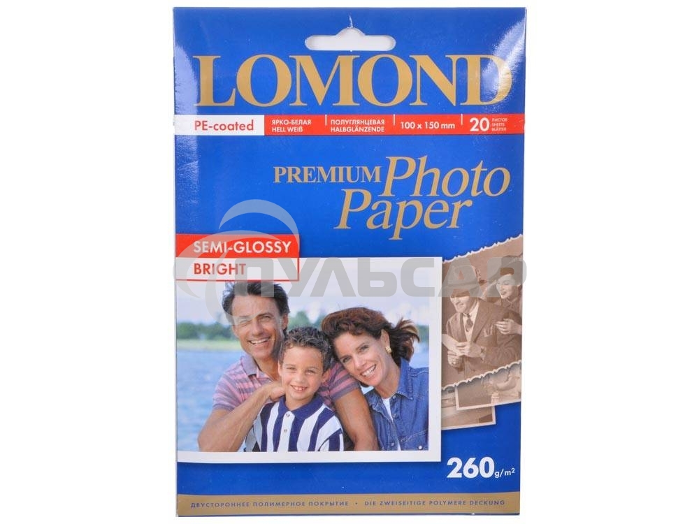 Фотобумага Lomond 1103302 10x15/260г/м2/20л./белый полуглянцевое для струйной печати