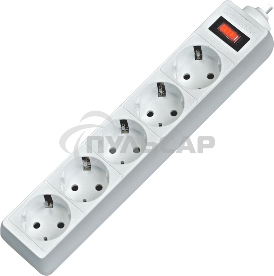 Сетевой фильтр Defender ES, 5.0м, 5 розеток белый
