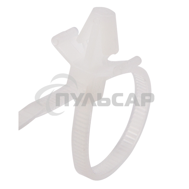 Хомут-стяжкa нейлоновая с крепежным пистоном Rexant 100x2,5 мм, ø2,4 мм, белая, упаковка 100 шт.