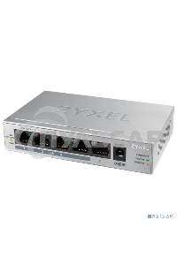 Коммутатор Zyxel GS1005HP Switch PoE +, 5xGE (4xPoE +), desktop, metal, silent, PoE budget 60 W