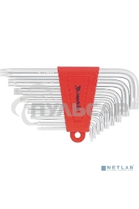 Набор ключей имбусовых Matrix TORX, 9 шт., T10-T50, CrV, короткие, сатин.