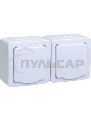 Розетка двухместная с з/к с крышкой для открытой установки РСб22-3-ГПБб IP54 серия 