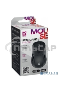 Мышь проводная Defender Standard MB-580 черный, 1000 dpi, USB, кнопки - 3