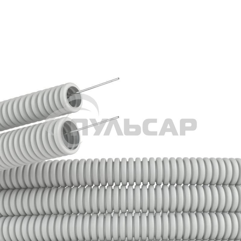 Труба гофрированная ПВХ d25мм с протяж. сер. (уп.50м) ДКС