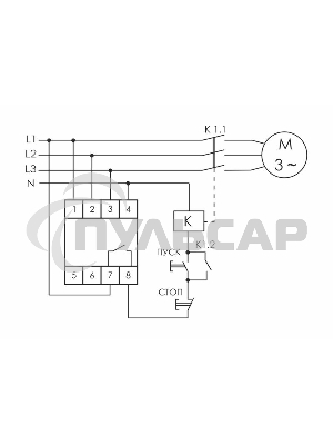 Реле контроля наличия; ассимметрии и чередования фаз CKF-B (монтаж на DIN-рейке 35мм; задержка отключения 3-5с; 3х400/230В+N 2А 1Z) F&F EA04.002.002