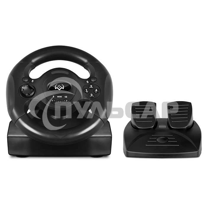 Руль SVEN GC-W300 (педали, вибро, лепестки, D-pad, 10 кл, резин. вставки, PC, цифр. и аналог.