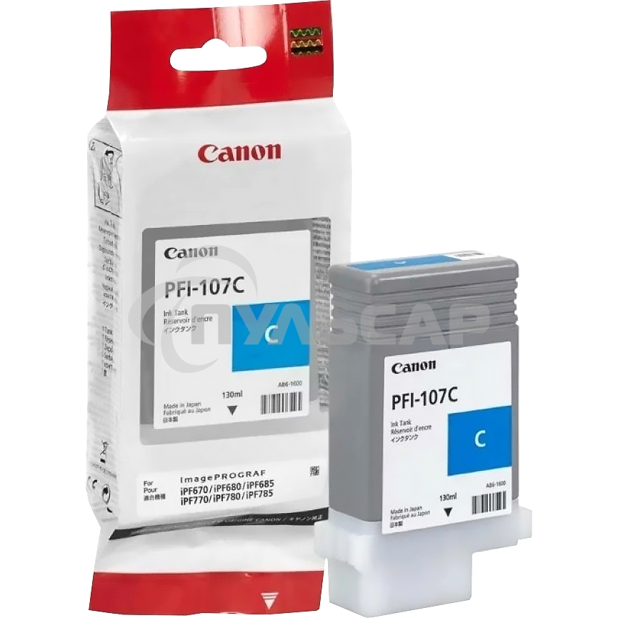 Картридж струйный Canon PFI-107C (6706B001) голубой (130 мл) для Canon iP F680/685/780/785
