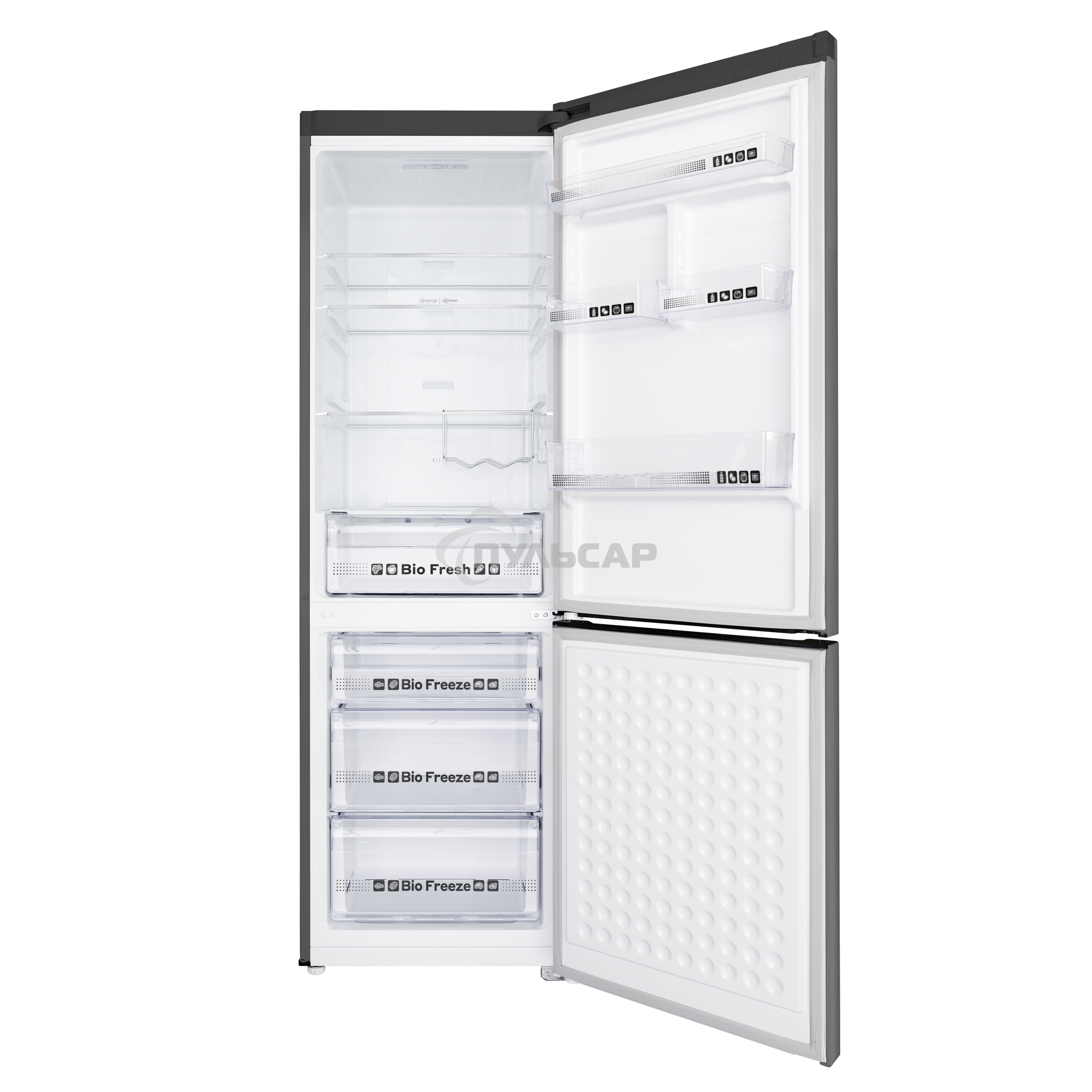 Холодильник Maunfeld MFF195NFIX10 нержавеющая сталь двухкамерный 252/98л морозилка снизу, No Frost