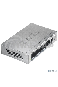 Коммутатор Zyxel GS1005HP Switch PoE +, 5xGE (4xPoE +), desktop, metal, silent, PoE budget 60 W