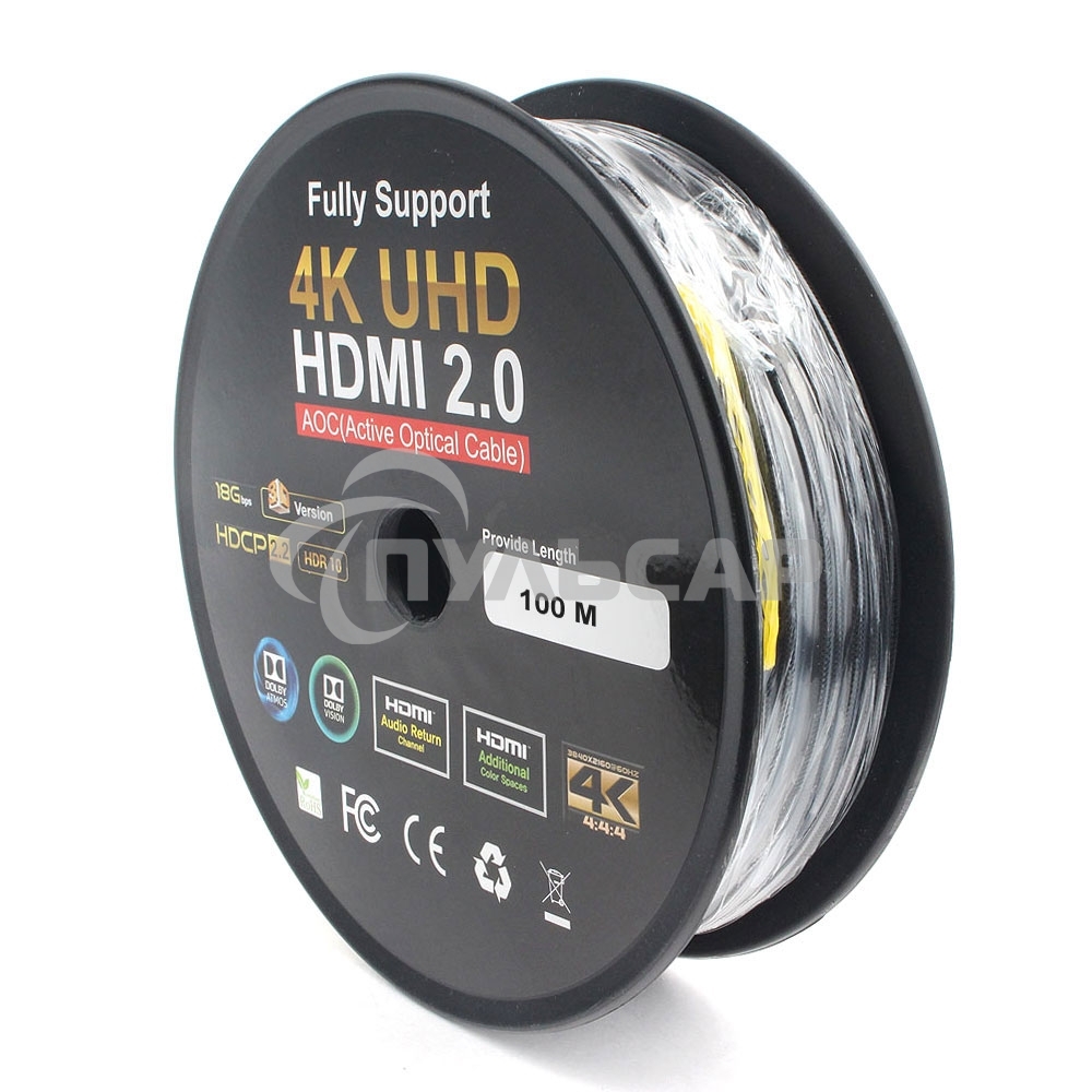Активный оптический кабель Cablexpert HDMI, 100м, v2.0, 19M/19M, AOC Premium Series, позол.разъемы, экран, коробка