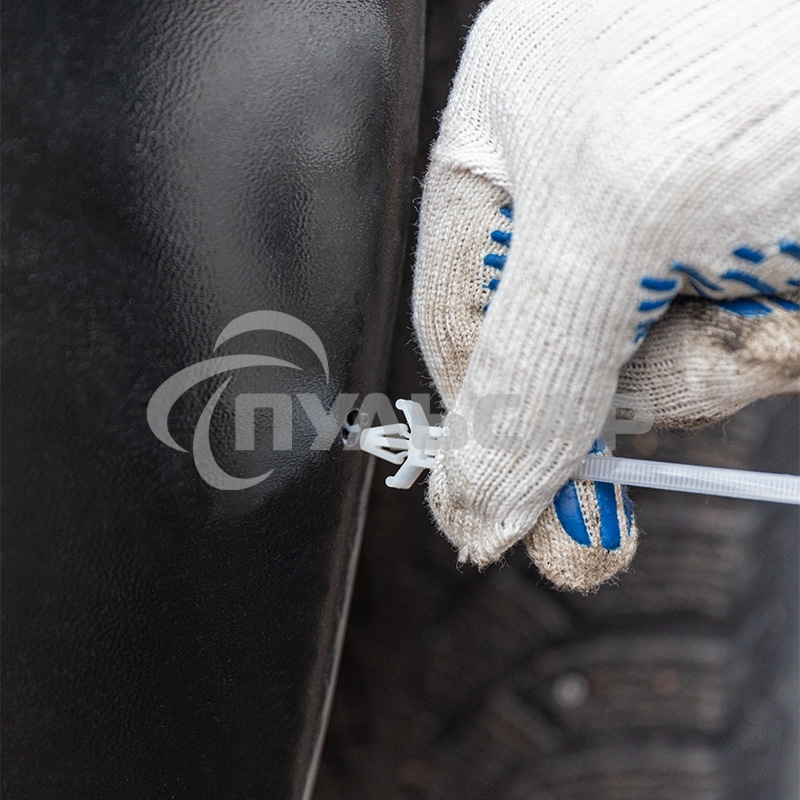 Хомут-стяжкa нейлоновая с крепежным пистоном Rexant 100x2,5 мм, ø2,4 мм, белая, упаковка 100 шт.