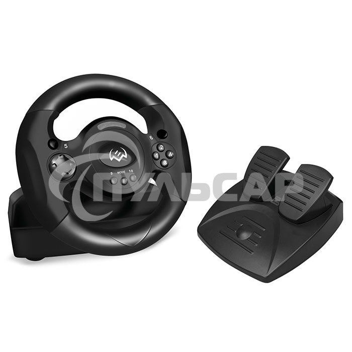 Руль SVEN GC-W300 (педали, вибро, лепестки, D-pad, 10 кл, резин. вставки, PC, цифр. и аналог.