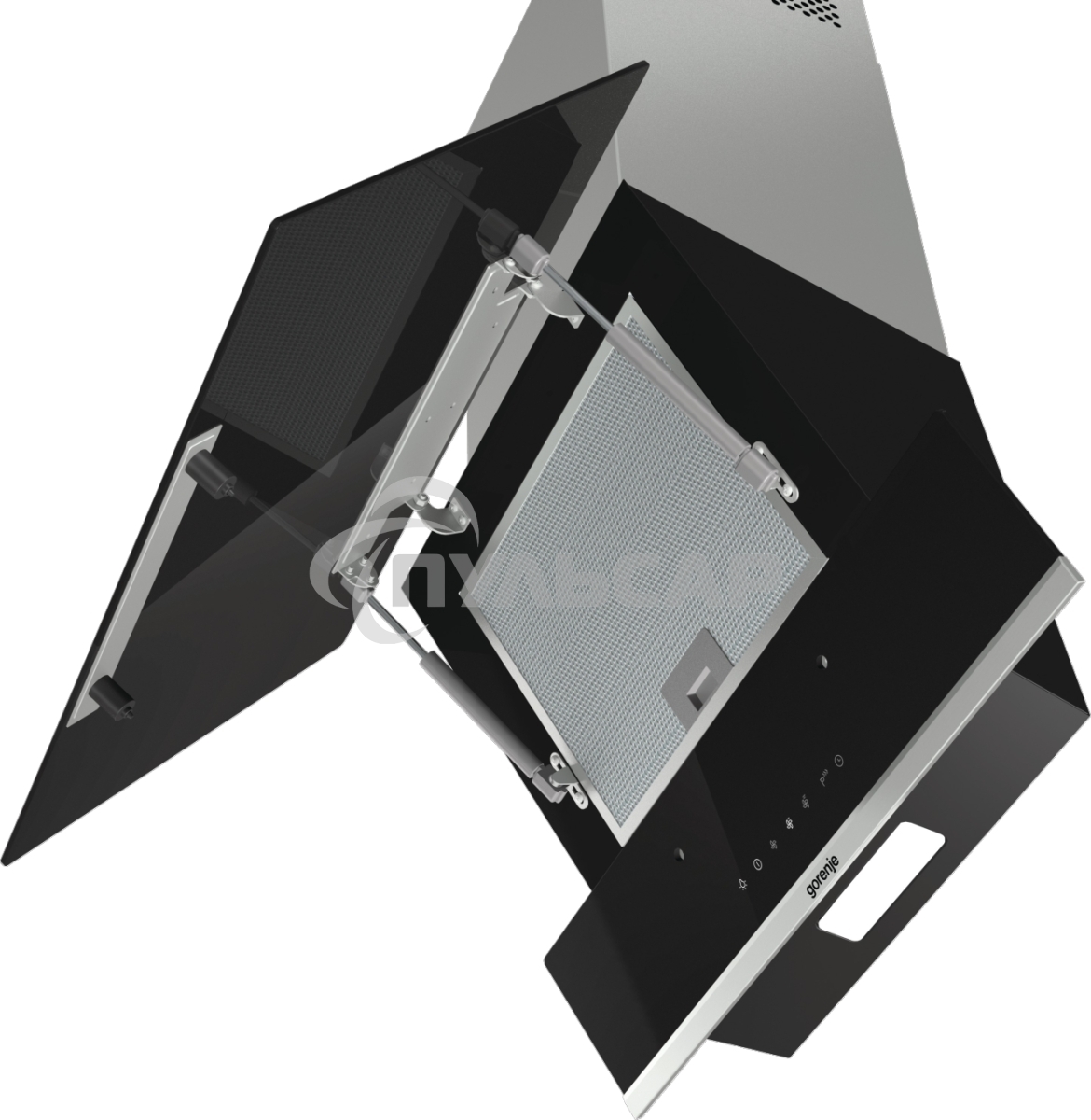 Вытяжка наклонная Gorenje WHI649X21P черный/серебристый, 60 см, 740 куб. м/ч, 67 дБ