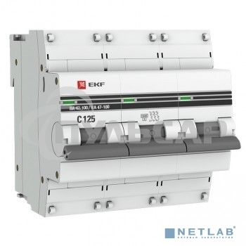 Выключатель автоматический EKF mcb47100-3-63C-pro 3P 63А (C) 10kA ВА 47-100 EKF PROxima
