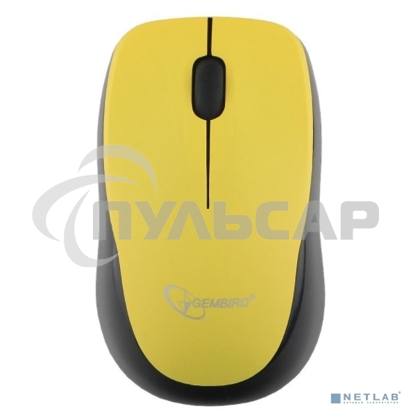 Мышь беспроводная Gembird MUSW-360-LM желтый, 1000 dpi, радиоканал, USB, кнопки - 3