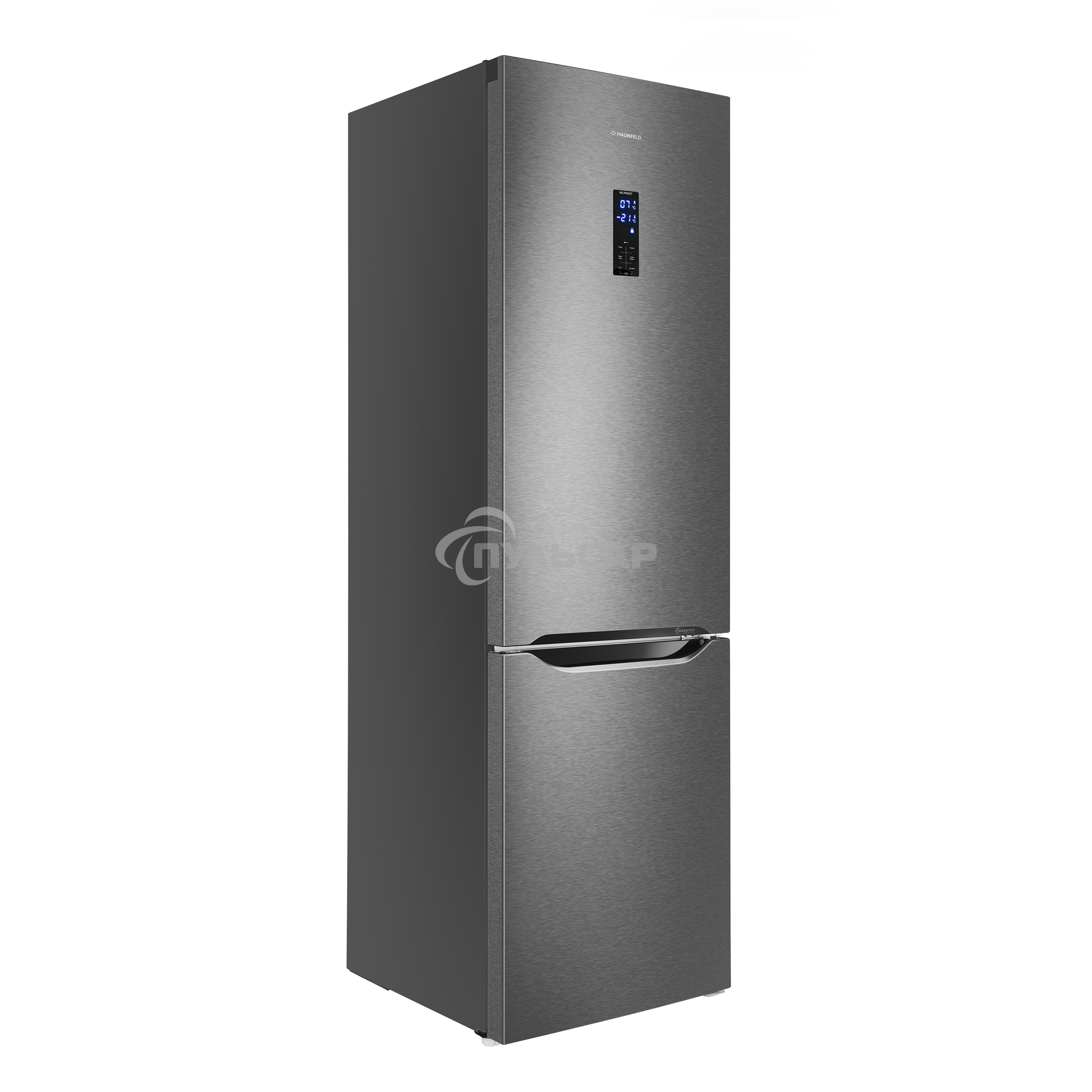 Холодильник Maunfeld MFF195NFIX10 нержавеющая сталь двухкамерный 252/98л морозилка снизу, No Frost