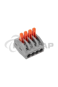 Универсальная клемма Rexant СМК 222-414, 4-проводная серая 0,08-2,5/4 мм² (блистер 10 шт/уп)
