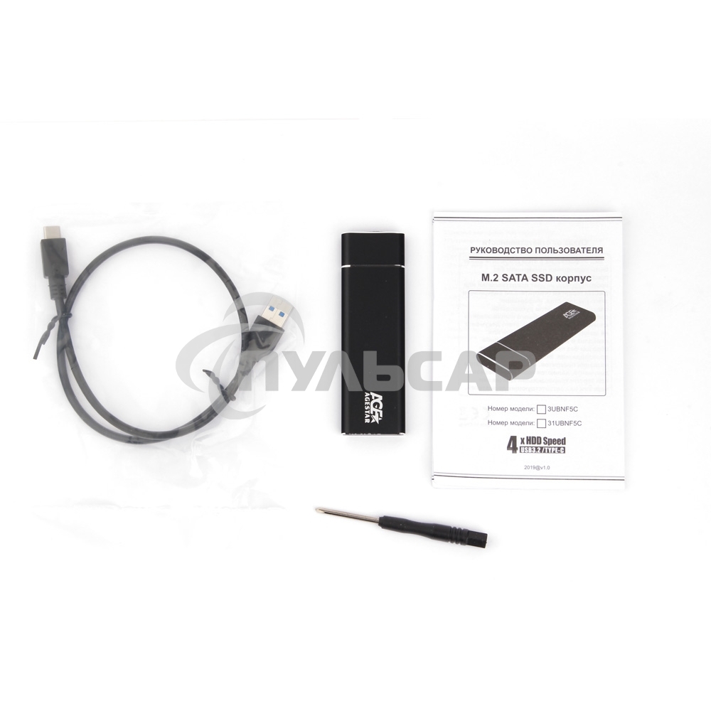 Внешний корпус AgeStar M.2 USB 3.0 NGFF (B-key) AgeStar 3UBNF5C алюминий, черный/серебристый