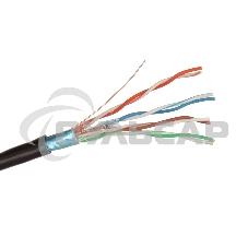 Кабель Exegate FTP 4 пары кат.5e, медь, экран, внешн. прокладка, без троса, бухта 305м, черный, PE