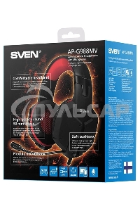 Игровые стереонаушники с микрофоном SVEN AP-G988MV, черный-красный Игровые стереонаушники с микрофоном SVEN AP-G988MV, черный-красный