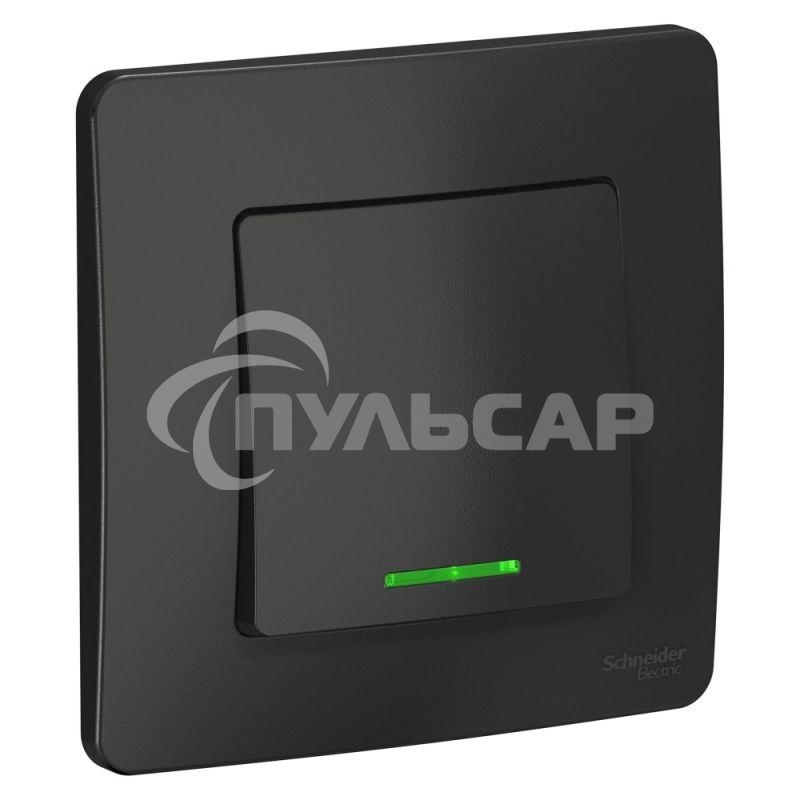 Выключатель 1-кл. СП BLANCA (сх.1) 10А 250В с подсветкой антрацит SchE BLNVS010116