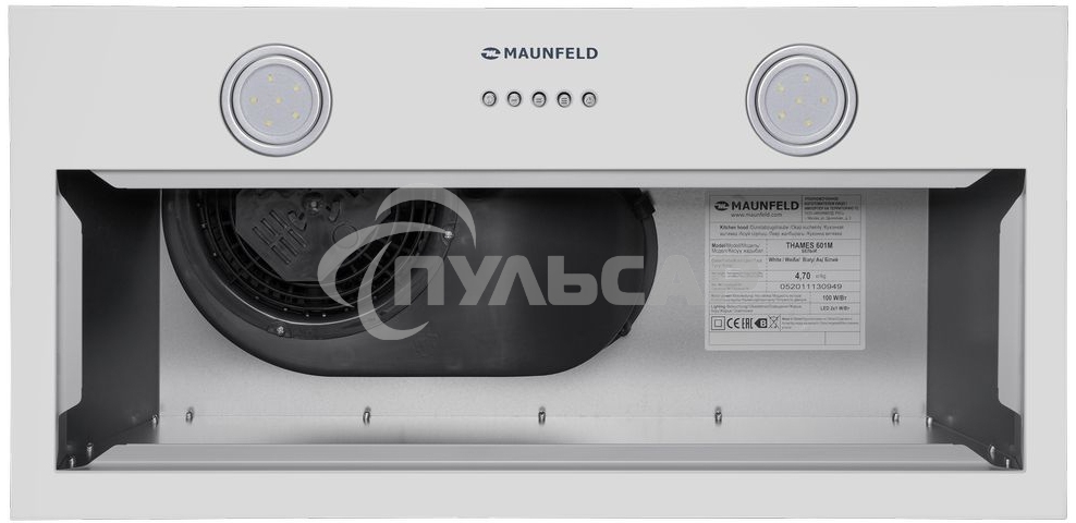 Вытяжка встраиваемая Maunfeld THAMES 601M белый, 60 см, 520 куб. м/ч, 45 дБ