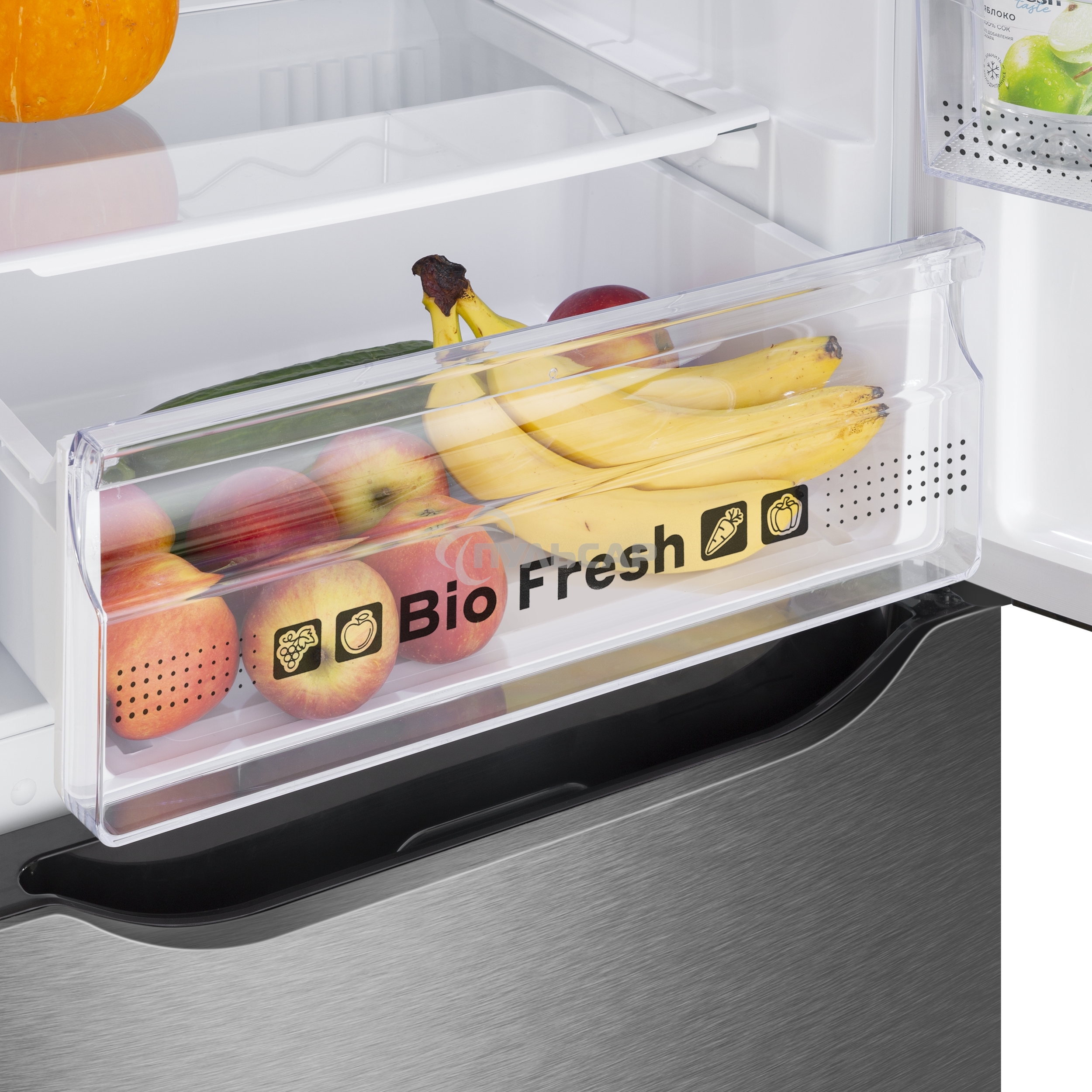 Холодильник Maunfeld MFF195NFIX10 нержавеющая сталь двухкамерный 252/98л морозилка снизу, No Frost