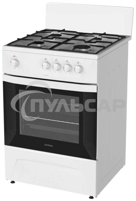 Плита газовая Darina C 1001 W белый/черный, конфорок 4 шт, духовка 50 л, 60 см x 85 см x 60 см