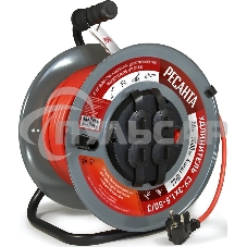 Удлинитель силовой Ресанта СУ-3х1,5-50/3 (61/118/8) 2x1.0кв.мм 4розет. 40м ПВС катушка серый Удлинитель силовой Ресанта СУ-3х1,5-50/3 (61/118/8) 2x1.0кв.мм 4розет. 40м ПВС катушка серый