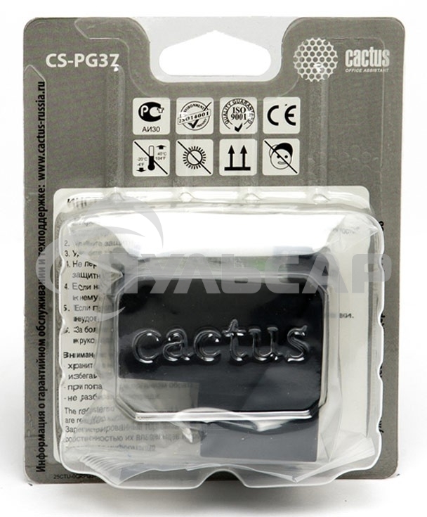 Картридж струйный Cactus CS-PG37 черный (9 мл) для Canon Pixma iP1800/iP1900/iP2500/iP2600/MP140/MP190/MP210/MP220/MP470/MX300/MX310a