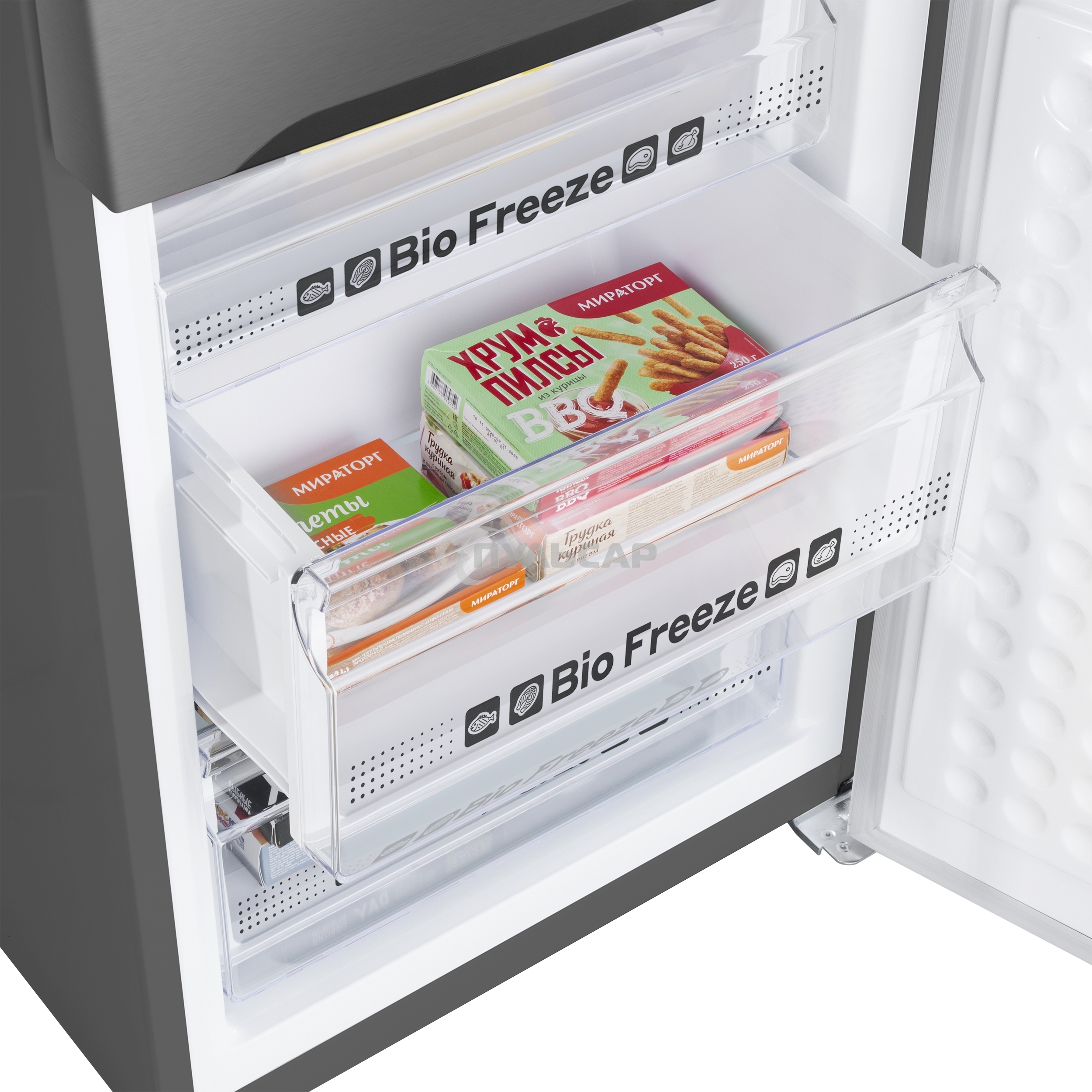 Холодильник Maunfeld MFF195NFIX10 нержавеющая сталь двухкамерный 252/98л морозилка снизу, No Frost