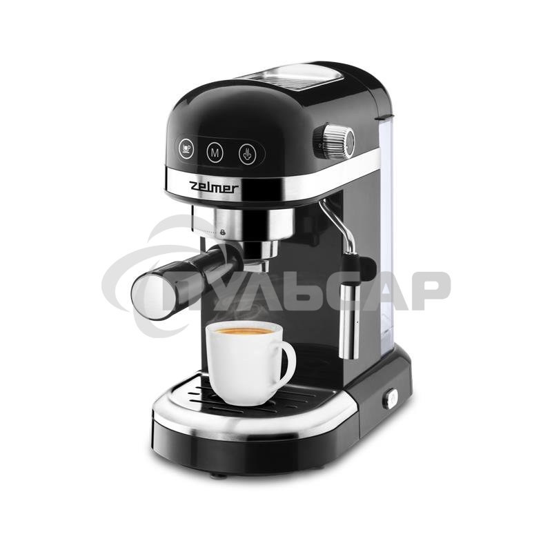 Кофеварка рожковая Zelmer EXPRESSO ZCM7295 черный, исп. кофе - молотый/чалды, 1.4 л, 1350 Вт, 20 бар