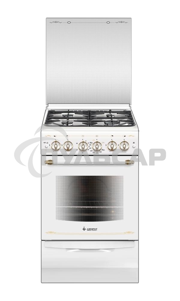 Плита газовая Gefest ПГ 5100-02 0181 белый, конфорок 4 шт, духовка 52 л, 50 см x 85 см x 58.5 см