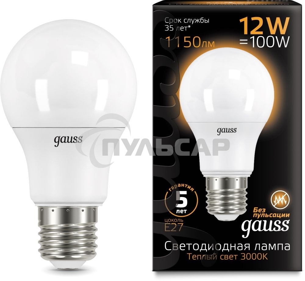 Лампа светодиодная Gauss LD102502112LED A60 globe 12W E27 2700K
