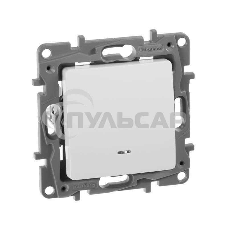 Механизм выключателя 1-кл. СП Etika 10АX с подсветкой / индикацией безвинт. зажимы бел. Leg 672203