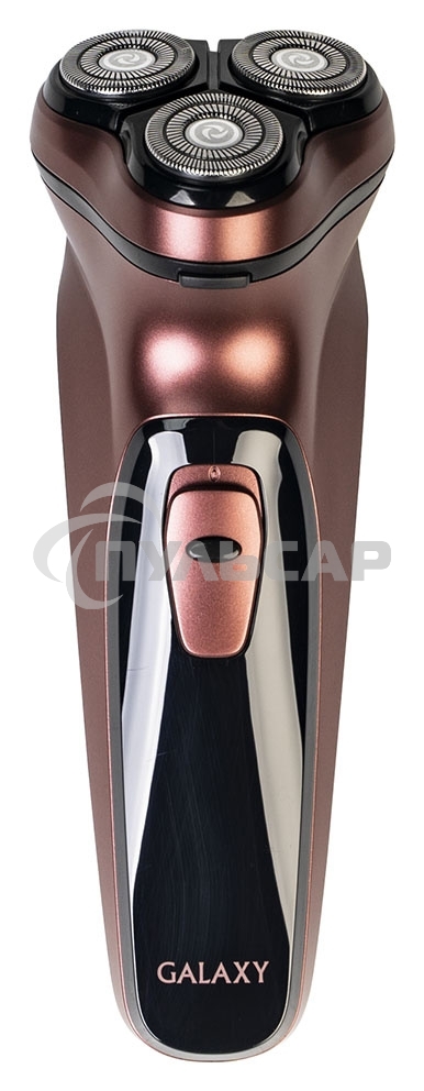 Электробритва Galaxy Line GL 4209, бронзовый, аккумуляторная, 5 Вт, Li-Ion аккумулятор емкостью 600 мА*ч, вр. непр. работы до 1,5 ч, ножи из нержавеющей стали, 3 независимые плавающие головки, возможность промывки бреющего блока, индикатор заряда и работы