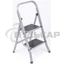 Стремянка стальная КЛАСС ПЛЮС, 2 ШИРОКИЕ СТУПЕНИ 20х30 см, верхняя площадка 45 см, до 120 кг, 123302