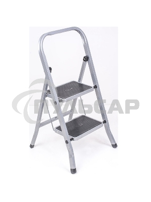 Стремянка стальная КЛАСС ПЛЮС, 2 ШИРОКИЕ СТУПЕНИ 20х30 см, верхняя площадка 45 см, до 120 кг, 123302