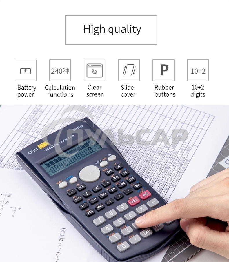 Калькулятор научный Deli ED82MS темно-синий 10+2-разр.