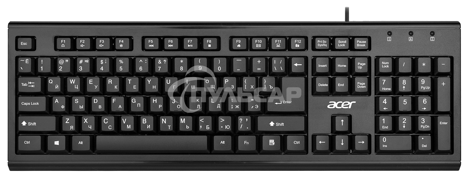 Клавиатура проводная Acer OKW120, USB, черный