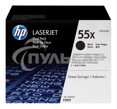 Картридж лазерный набор из 2 шт HP LaserJet CE255XD черный для LJ P3015(2 х 12500стр)