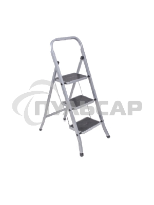 Стремянка стальная КЛАСС ПЛЮС, 3 ШИРОКИЕ СТУПЕНИ 20х30 см, верхняя площадка 69 см, до 120 кг, 123303