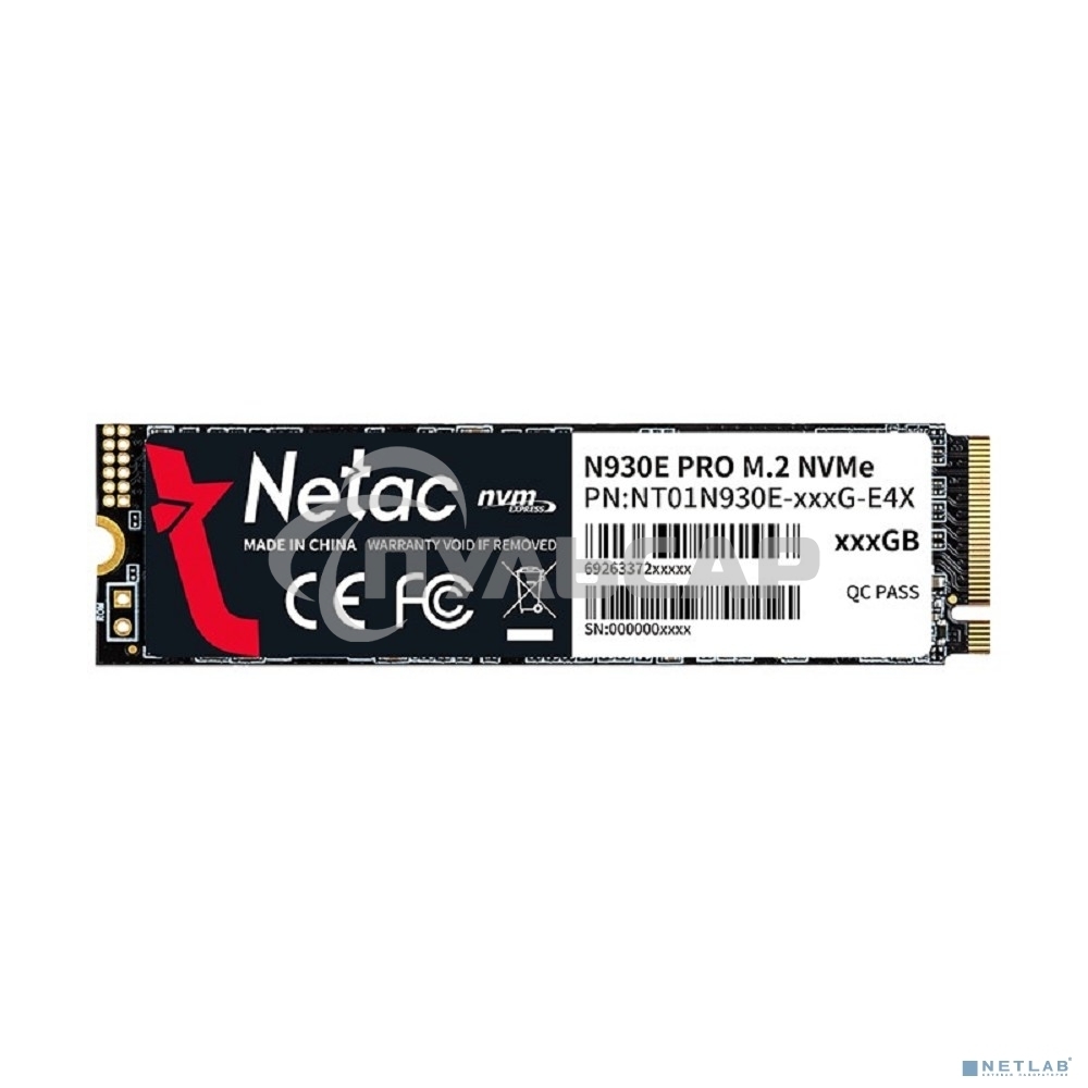 Накопитель SSD Netac N930E Pro, 512Gb, PCIe 3.0 x4, M.2 2280, NVMe, R/W 2080/1700