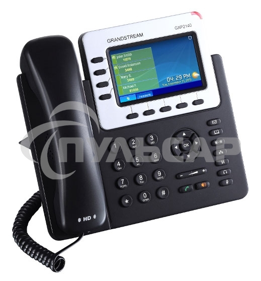 Телефон Grandstream GXP-2140, VoIP 2 Порта Ethernet 10/100/1000, 4 SIP линий, цветной TFT дисплей 480x272, HD Audio