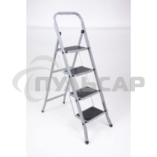 Стремянка стальная КЛАСС ПЛЮС, 4 ШИРОКИЕ СТУПЕНИ 20х30 см, верхняя площадка 91 см, до 120 кг, 123304