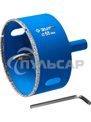 Коронка алмазная ЗУБР 29850-68ЭКСПЕРТ в сборе по кафелю керамике P60 68мм