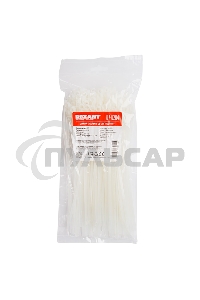 Хомут-стяжкa нейлоновая под винт Rexant 200x4,3 мм, белая, упаковка 100 шт.